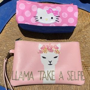 NWOT LLAMA AND HELLO KITTY MAKEUP BAGS